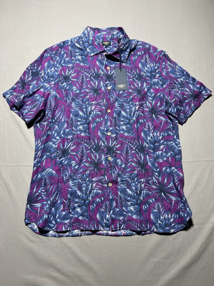 Faherty Reserve Men Size L Riviera Shirt Twilight Berry Floral
