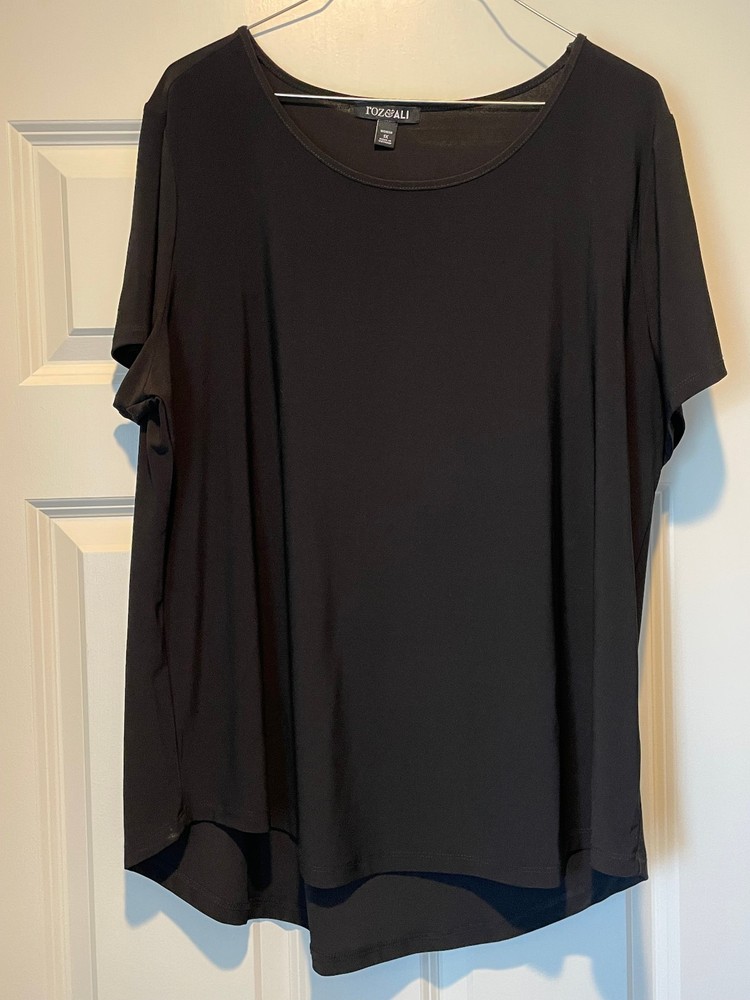 Roz & Ali women's short sleeve black blouse size 1X