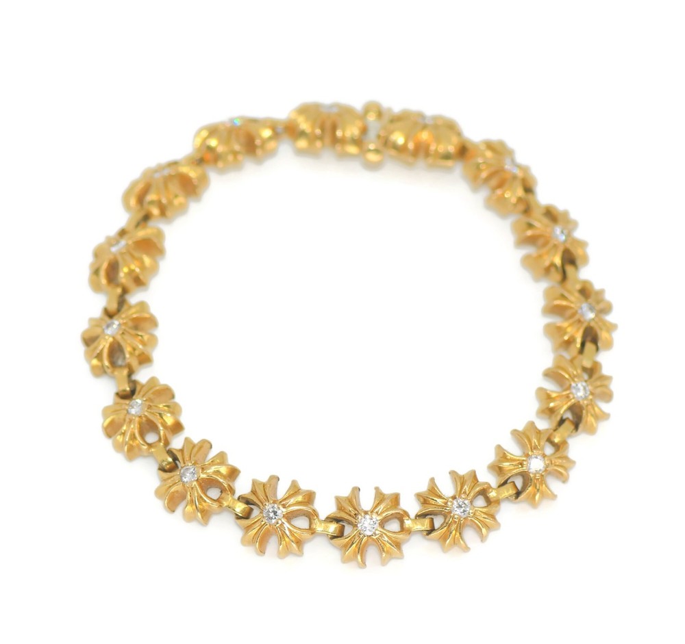 Chrome Hearts Diamond 22K Yellow Gold Bracelet