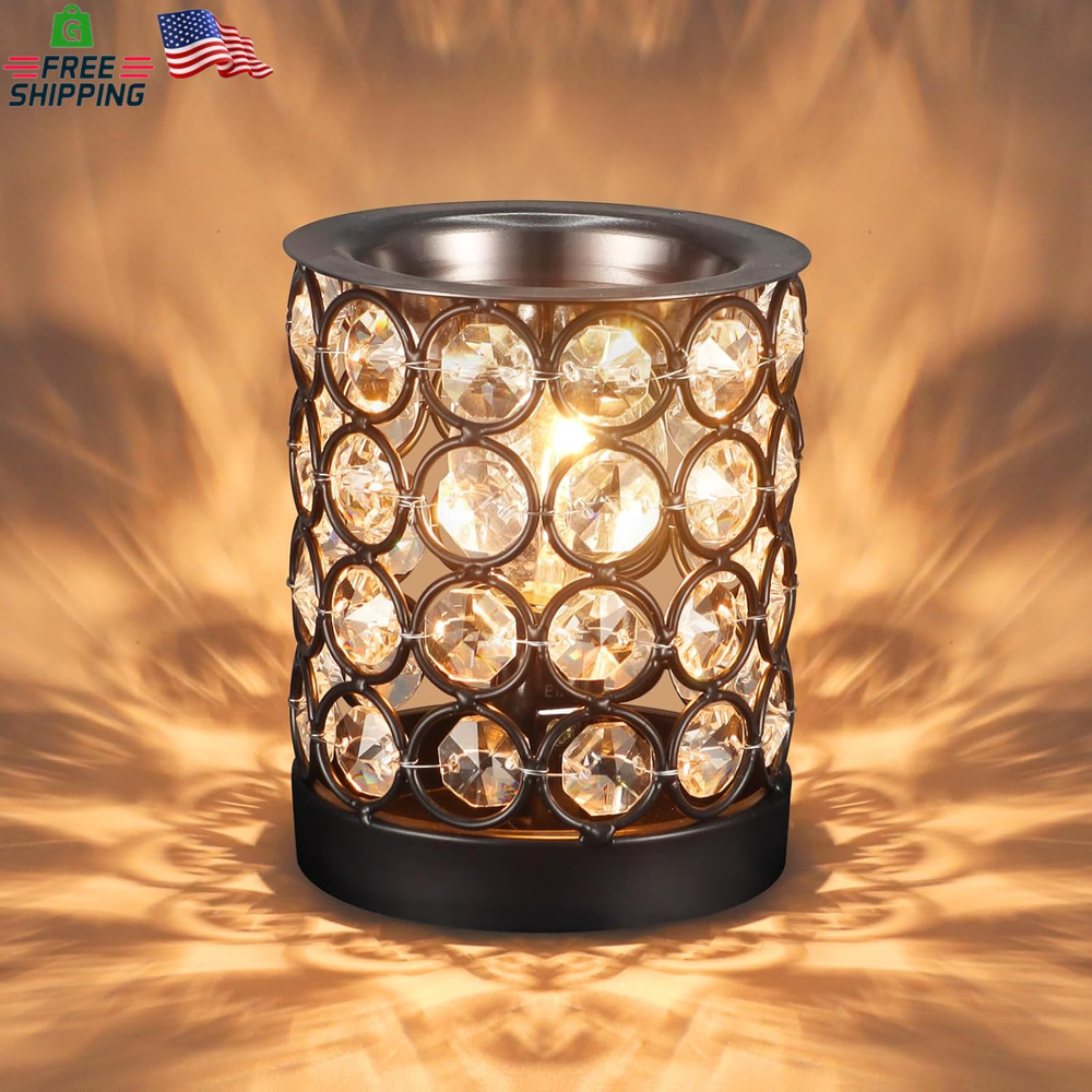 Crystal Wax Melt Warmer Candle Wax Warmer for Scented Wax 2 in 1 Wax Melts Fragr