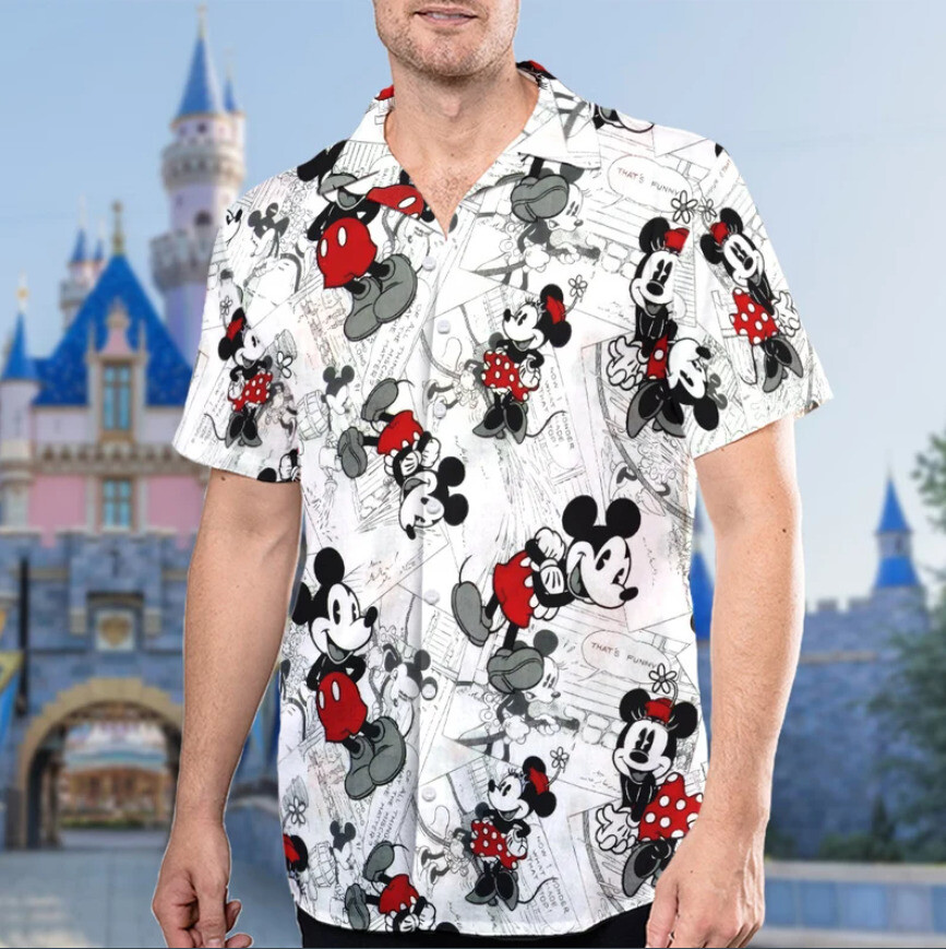 Mickey Mouse And Minnie Mouse 3D HAWAII SHIRT Halloween Gift Best Price