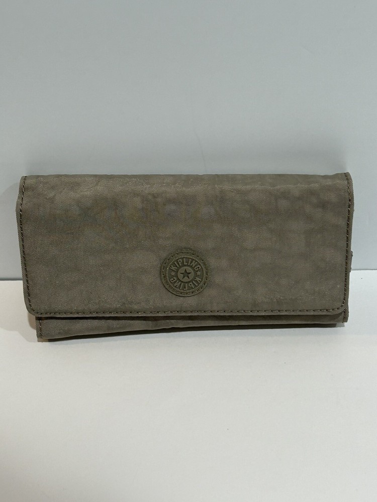 Kipling Money Land Snap Wallet in Grey Brown - Compact RFID Blocking Design
