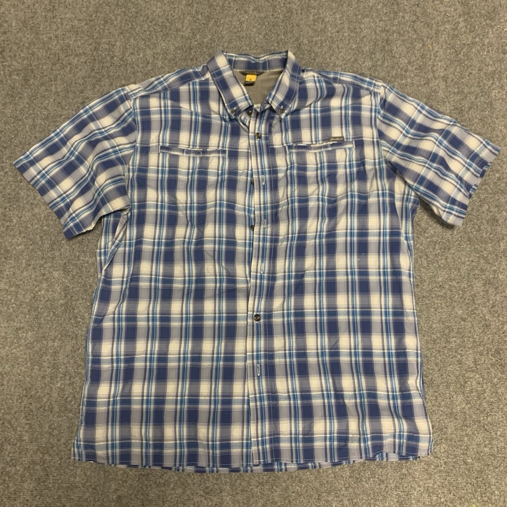 Eddie Bauer Mens Travex Plaid Short Sleeve Button-Up Shirt Polyester Nylon Size M