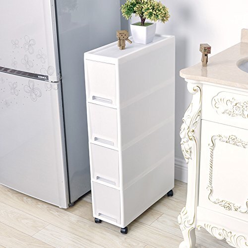 Narrow Slim Rolling Storage Cart and Organizer, 7.1 inches Kitchen Storage Ca...