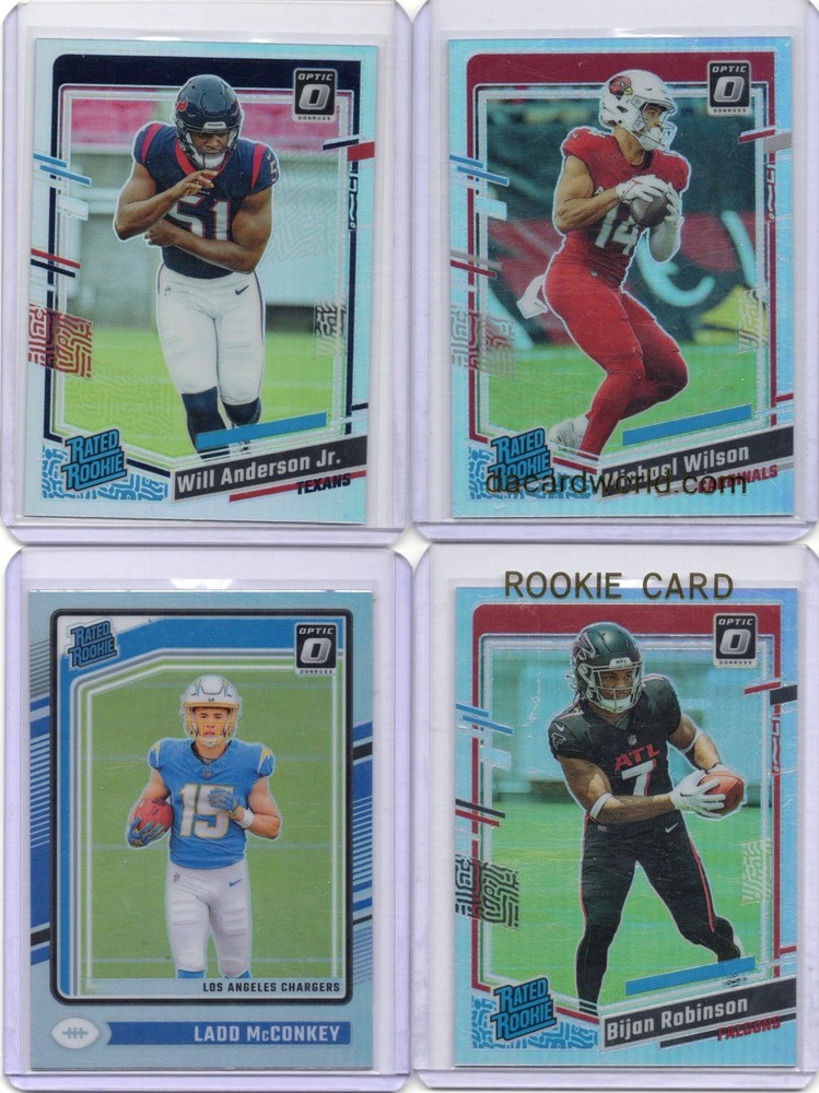 Lot of 4 Optic Rated Rookie Holos: Bijan, Ladd, Will Anderson, and Wilson