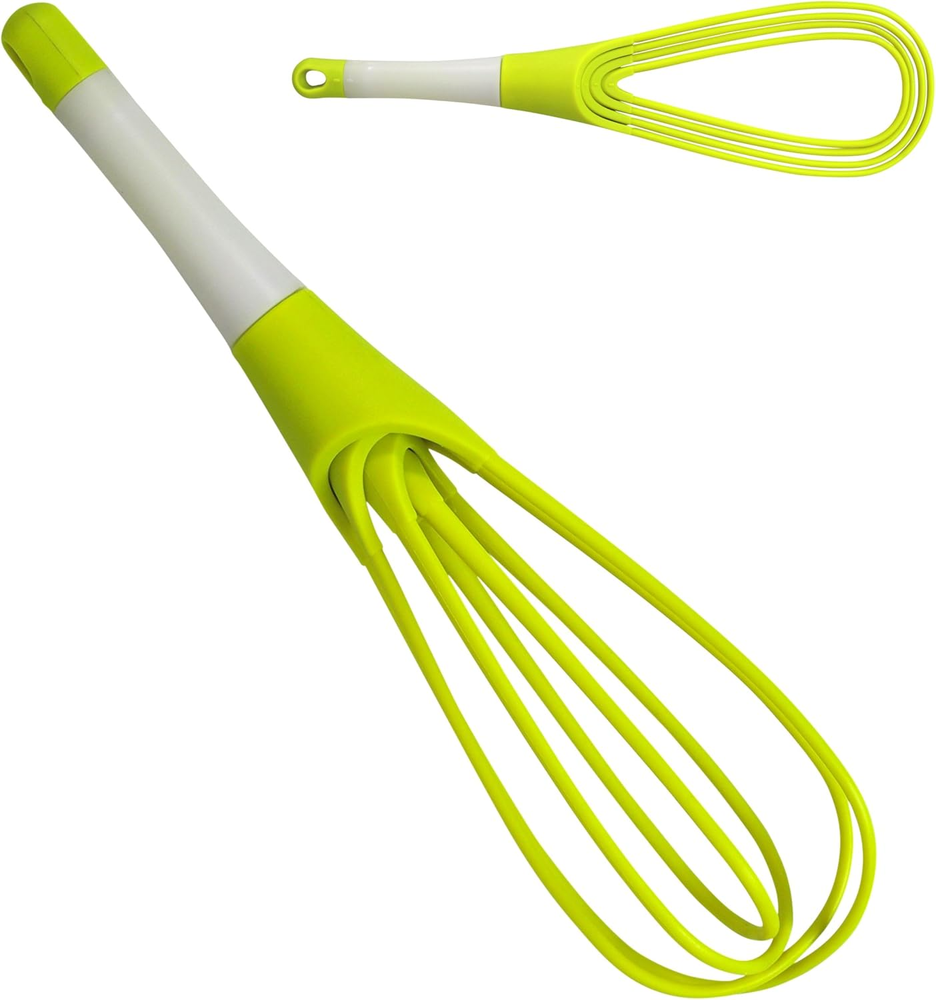 12-Inch Collapsible 2-In-1 Balloon/Flat Whisk, Green
