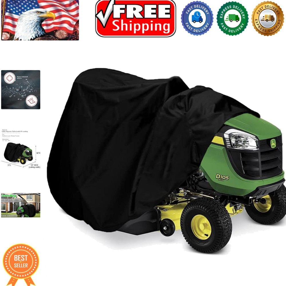 All-Weather Riding Lawn Mower Cover with Drawstring & Elastic Hem for Security
