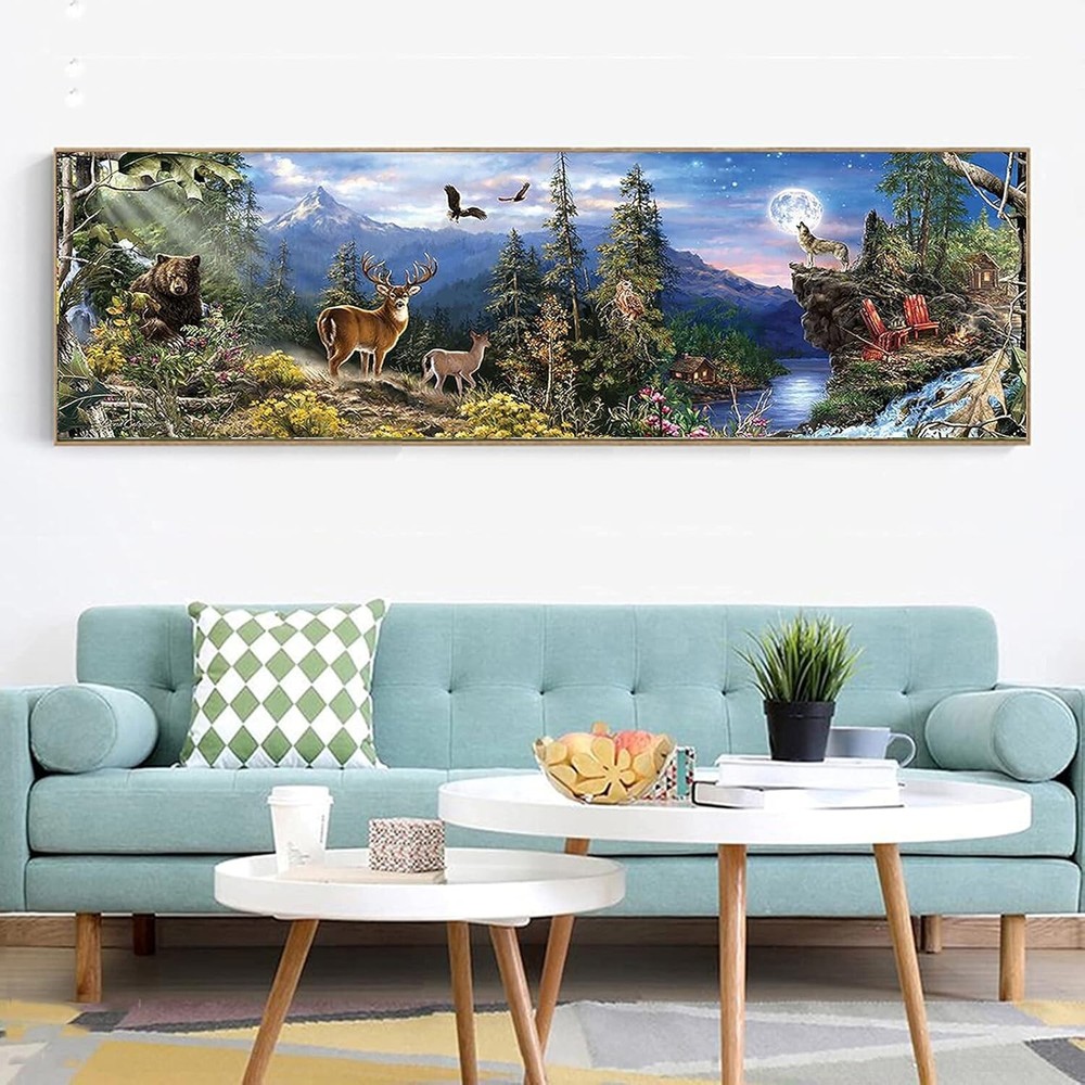 5D Diamond Painting Kits for Adults (35.4X11.8Inch) DIY Large Forest Full Round
