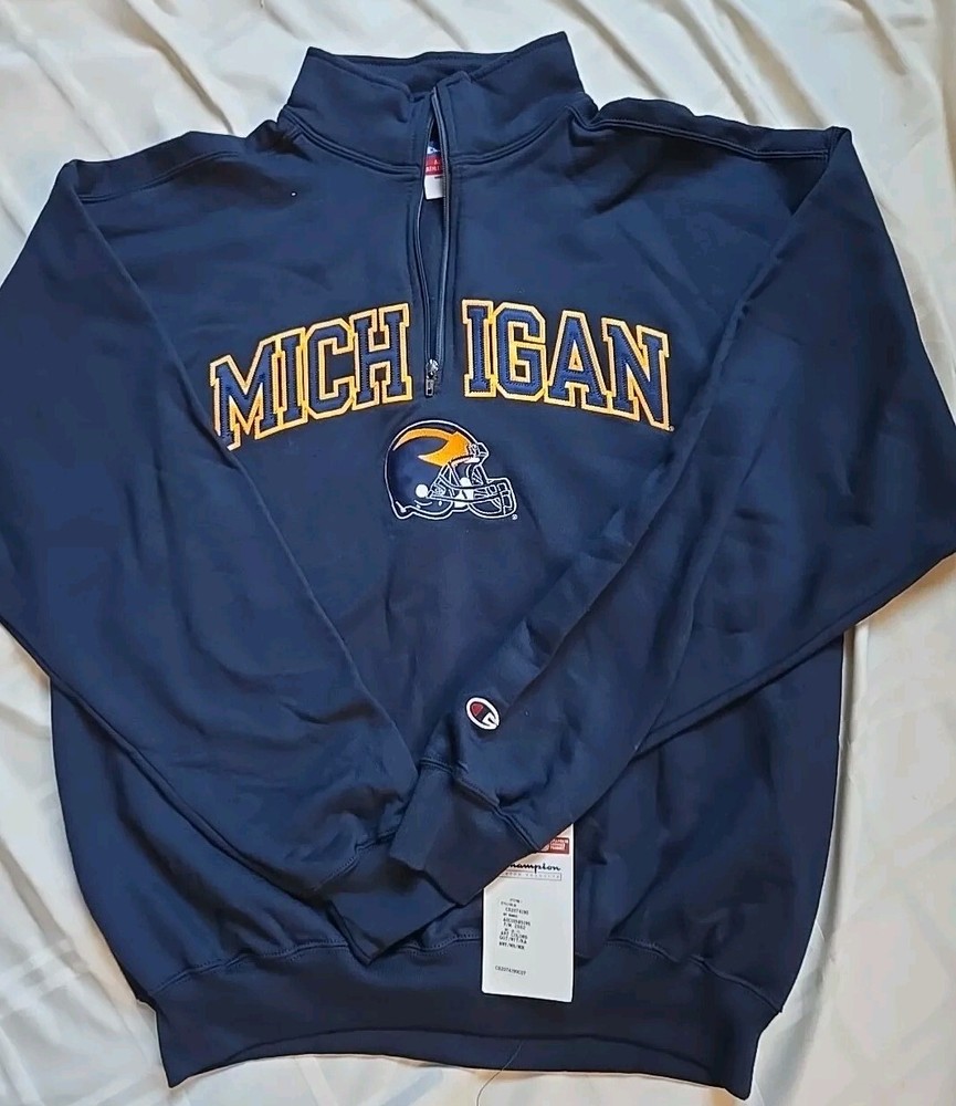 Michigan Wolverines Champion Pullover Sweatshirt Large 1/4 Zip NWT