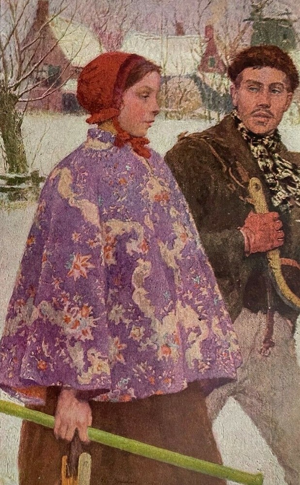 1908 Vintage Magazine Illustration The Skaters by Gari Melchers