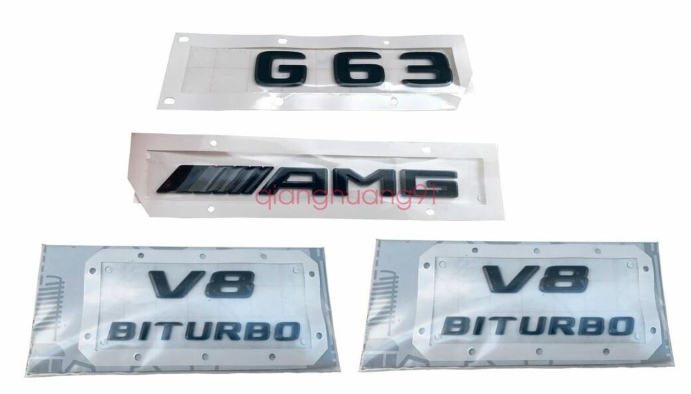Genuine Mercedes W463 G63 AMG V8 BITURBO All Black Emblems Decals Lettering