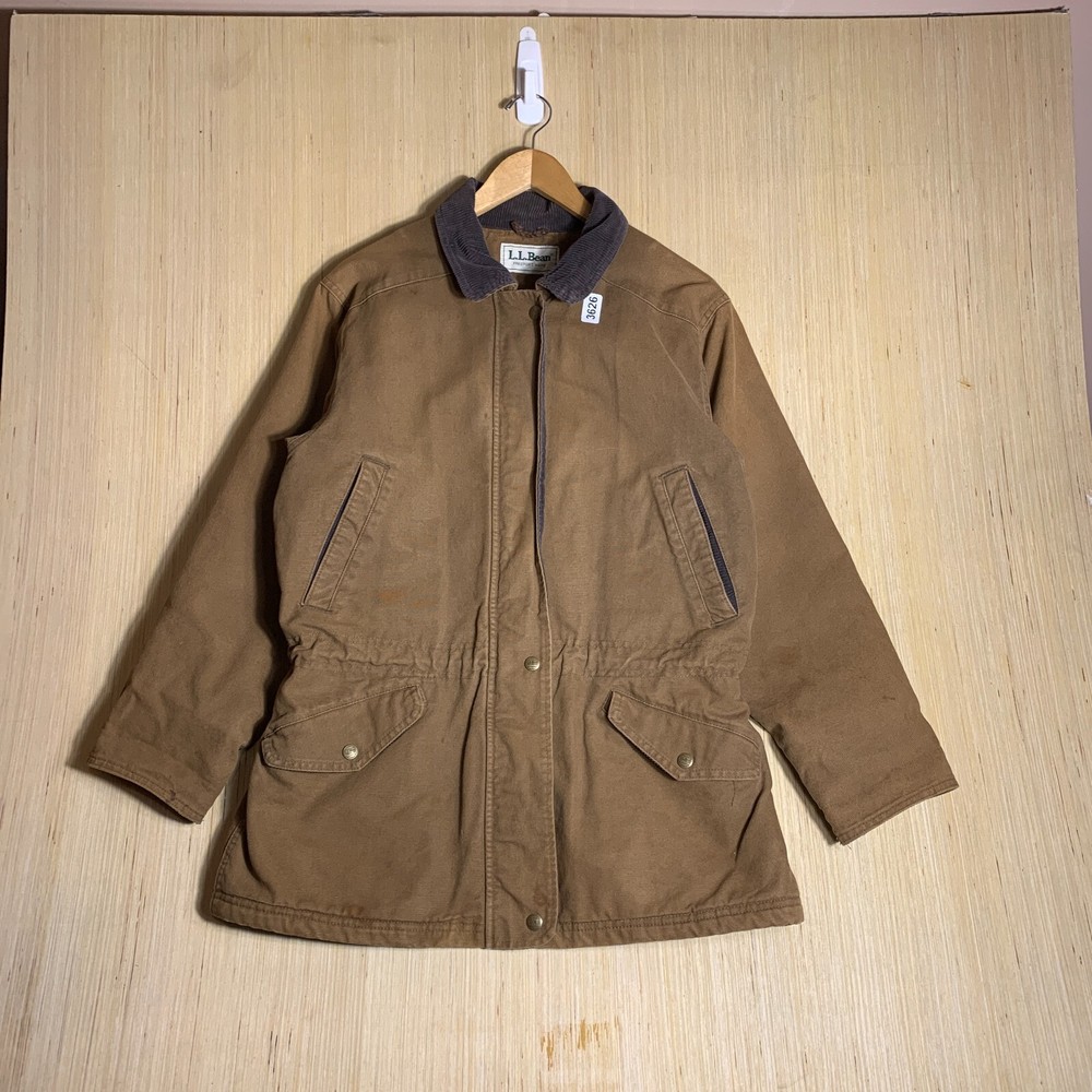 Vintage L.L. Bean Jacket Large Brown Long Sleeve Men's Zip Up Sherpa Lined Y2K
