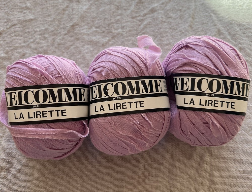 3 Balls Welcomme La Lirette Ribbon Tape Yarn Lilac 100% Cotton Discontinued