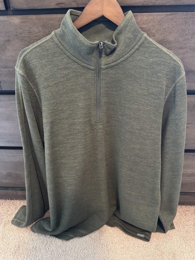 Eddie Bauer Men's Quarter Zip/Pullover Sweater Size TL Tall Large Green