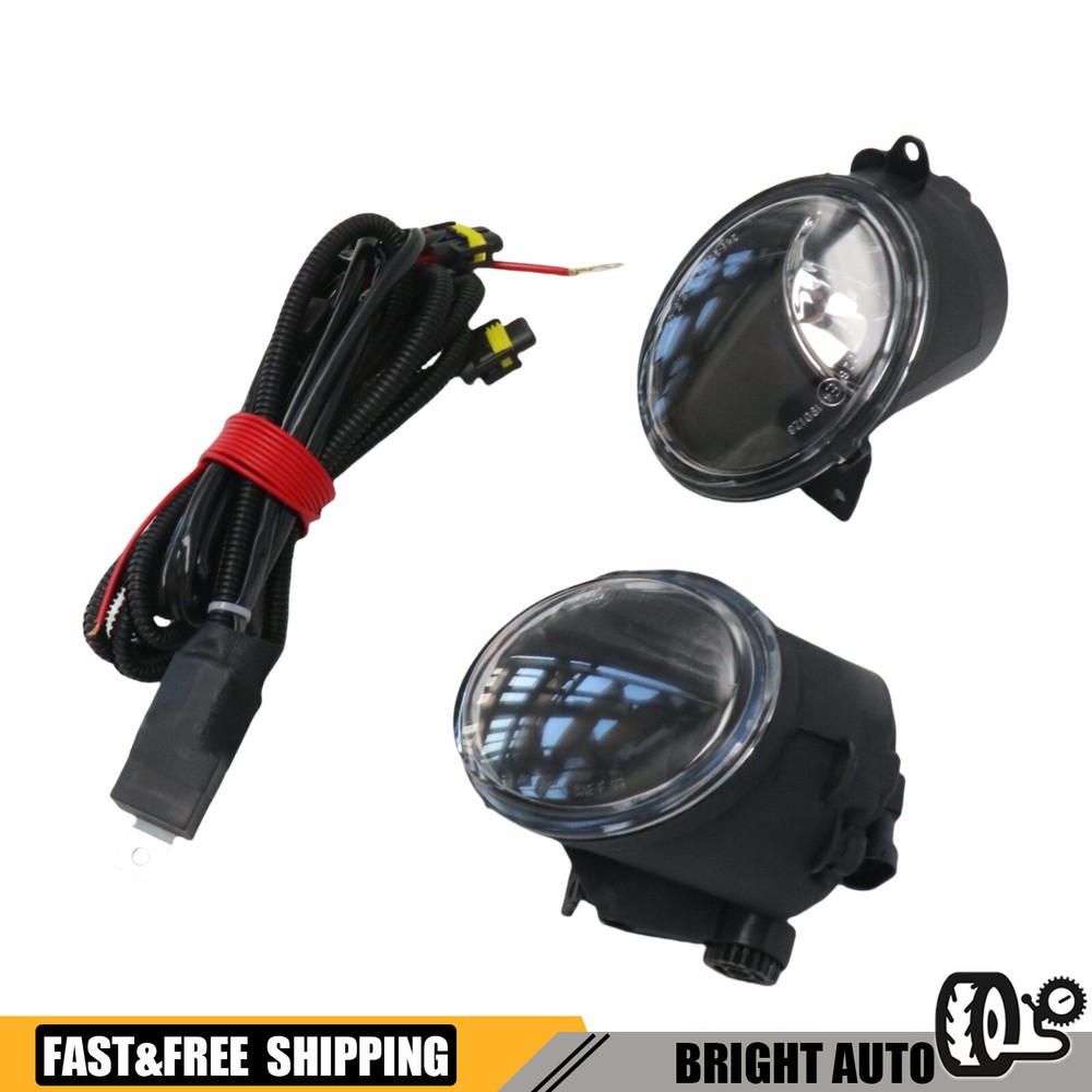 Set of 2 For VW Beetle 2006-2010 Clear Lens Fog Light W/ Wiring Harness & bulbs