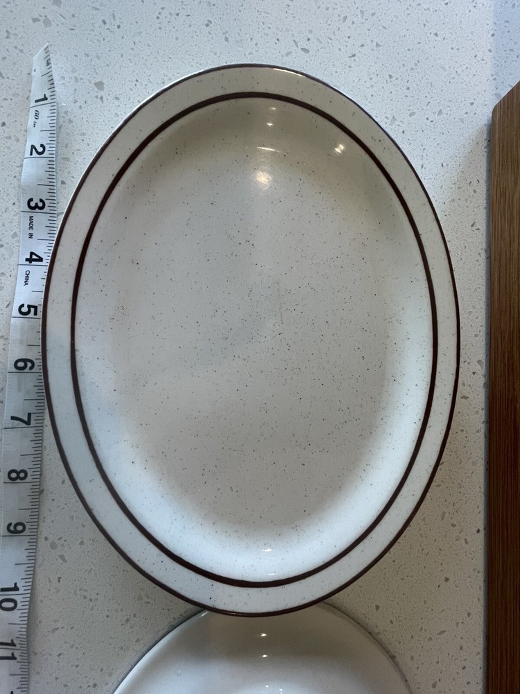 Buffalo China Restaurant Ware Oval Platter w/brown Stripe Set Of 2