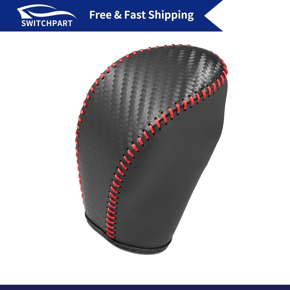 Car Gear Shifting Knob Cover for Nissan Altima 13-18 Faux Leather Black Red
