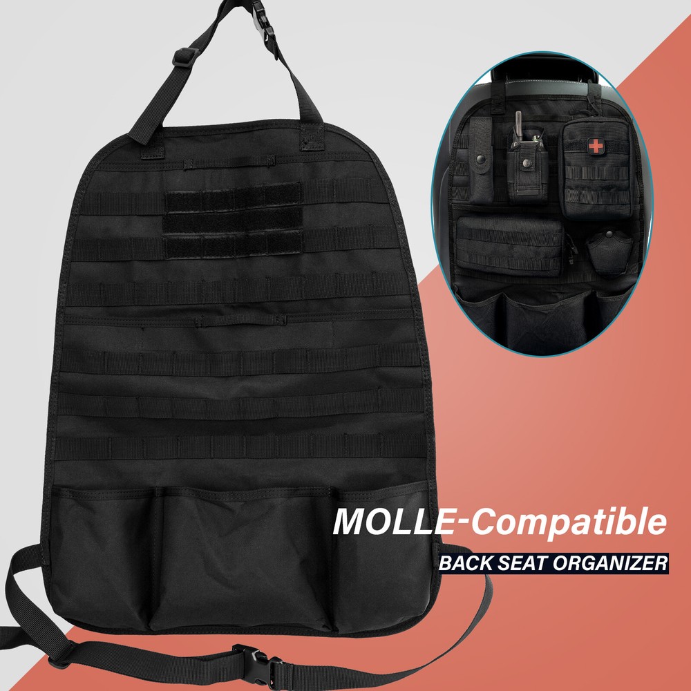 US Truck Seat Back Organizer Tactical MOLLE Car Cover Vehicle Panel Storagebag