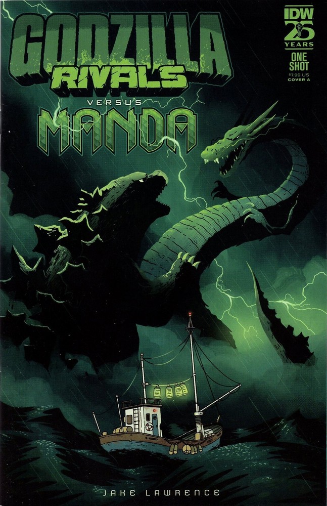 Godzilla Rivals vs Manda 1 one-shot kaiju sea dragon variant cover by Jake Lawrence IDW