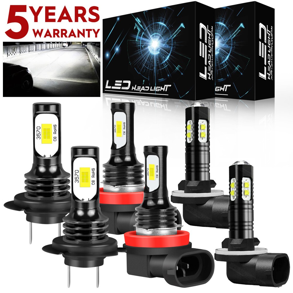 For Kia Sorento 2014-2015 Combo LED Headlight High/Low Beam Fog Light Bulb 6pcs