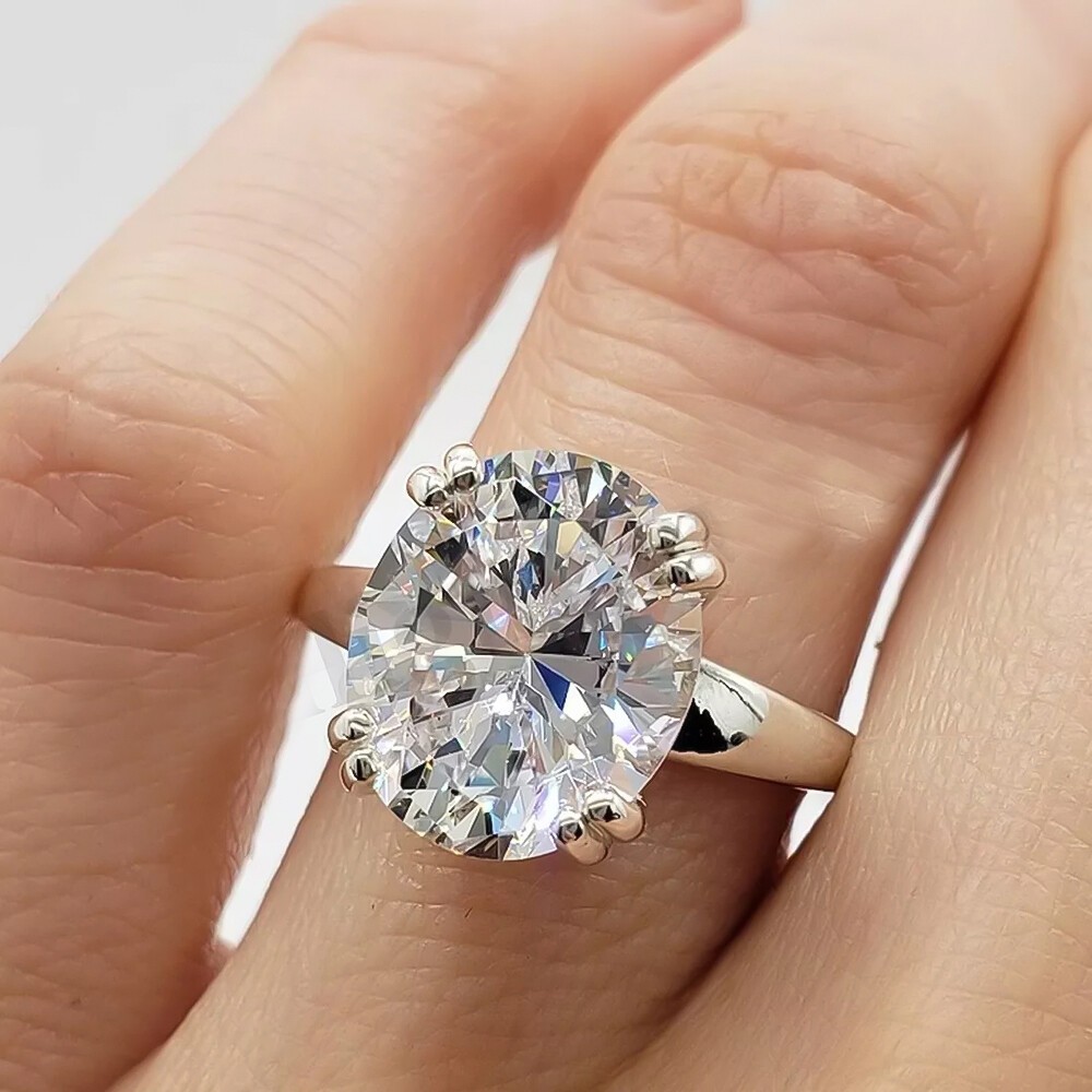4.00 Ct. Certified Oval Cut White Solitaire Diamond 925 Sterling Silver Ring