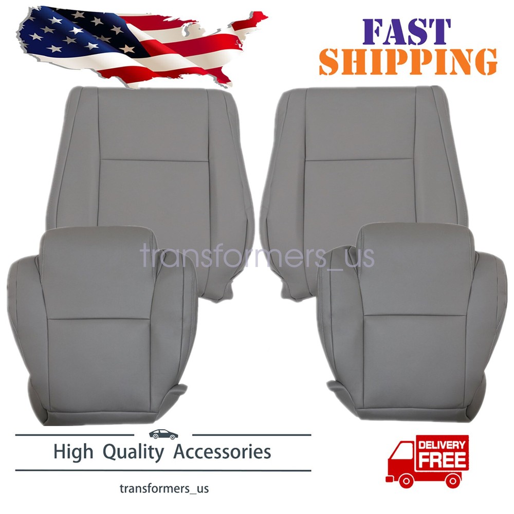 For 2007-2013 Toyota Tundra Sequoia Driver / Passenger Leather Seat Cover Gray