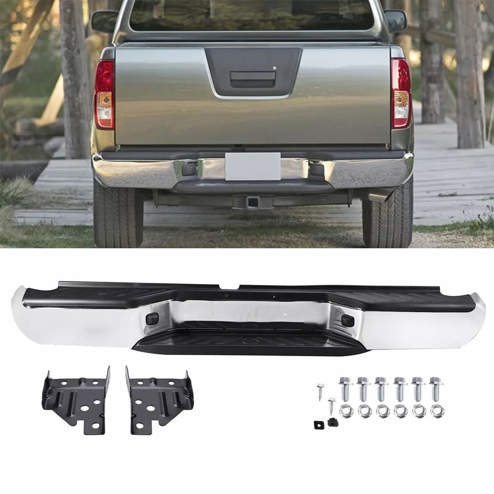 Chrome Rear Step Bumper Assembly W/o PAS Holes For 2005-2021 Nissan Frontier