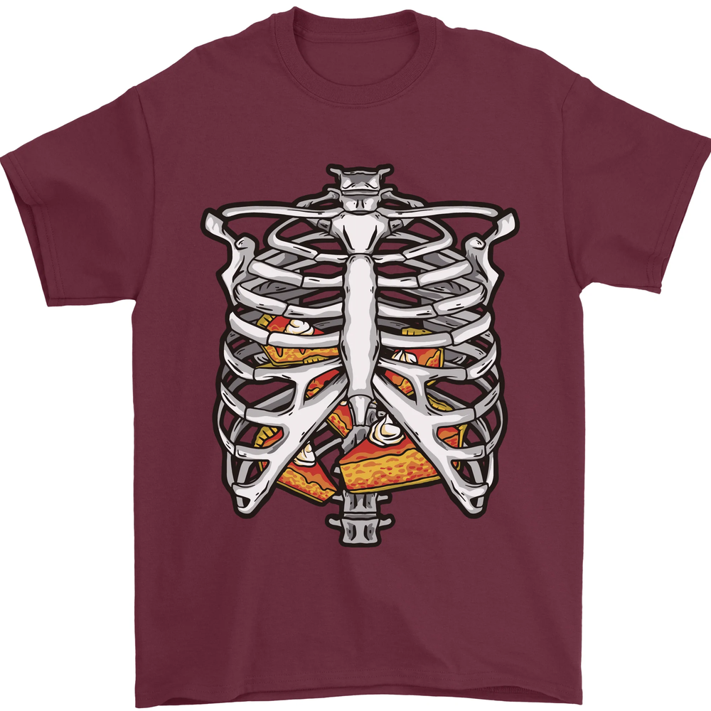 Pie Inside a Skeleton Torso Funny Food Mens T-Shirt 100% Cotton
