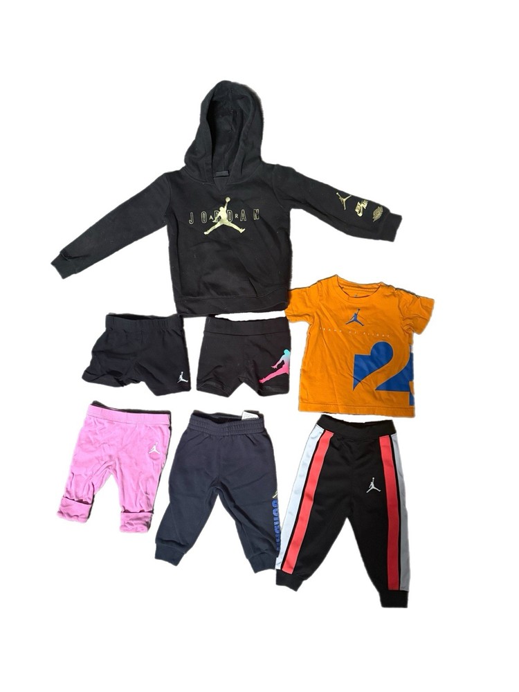 Jordan 7 Piece LOT Outfit Multicolor Set Hoodie Pants Shorts Baby Toddler 3M-4T