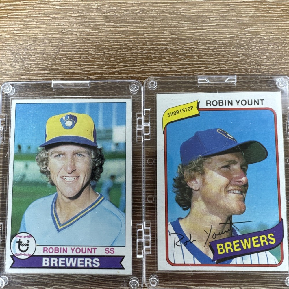 ROBIN YOUNT Vintage Topps LOT! 1979 #95 1980 #265 Milwaukee Brewers HOF! EXMT+