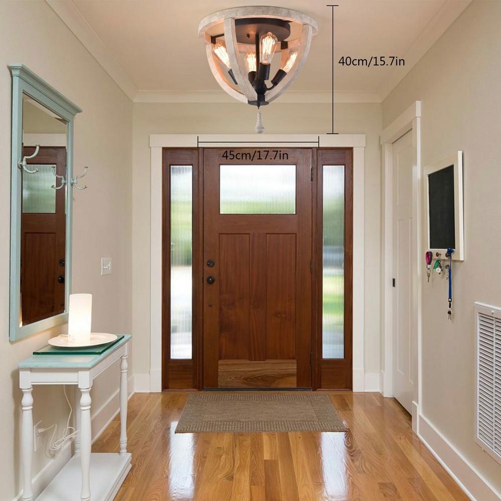 Modern Ceiling Light Rustic Wood Pendant Lamp LED Chandelier for Kitchen USA