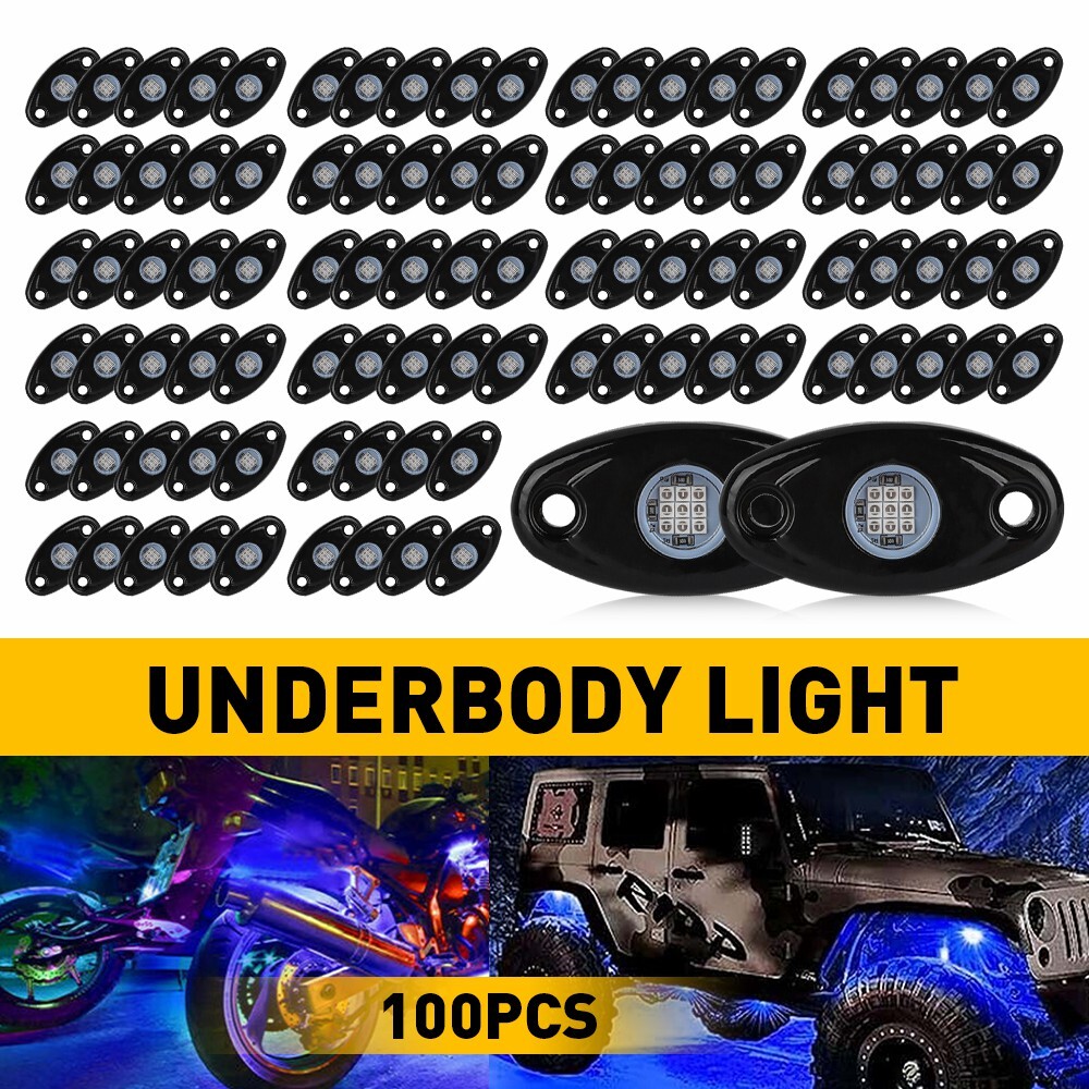 Blue LED Rock Lights For Jeep Off-Road Truck UTV ATV 100pc Underbody Wheel Light