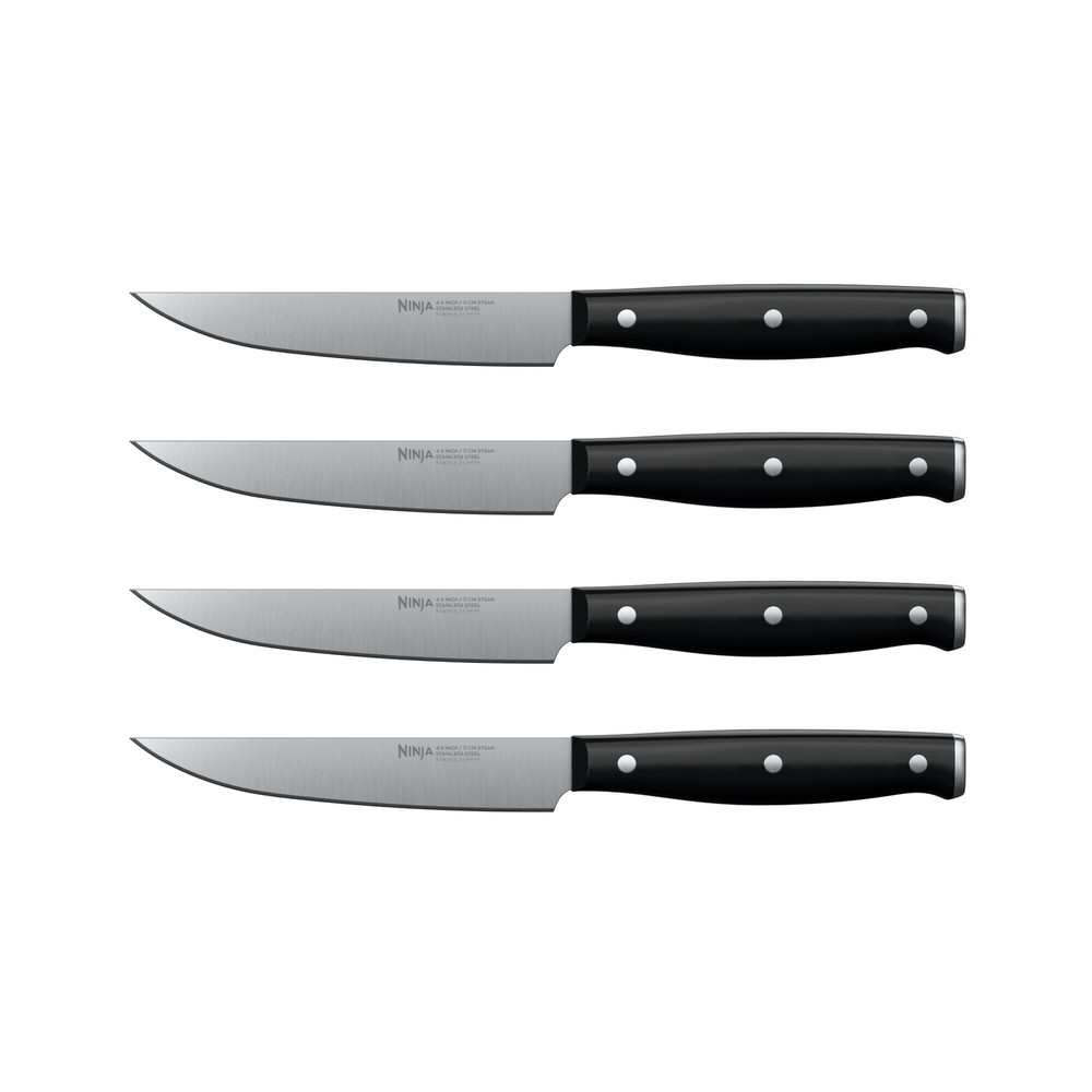 Ninja Foodi Never Dull Essential 4-Piece Steel Steak Knife Set, K12004