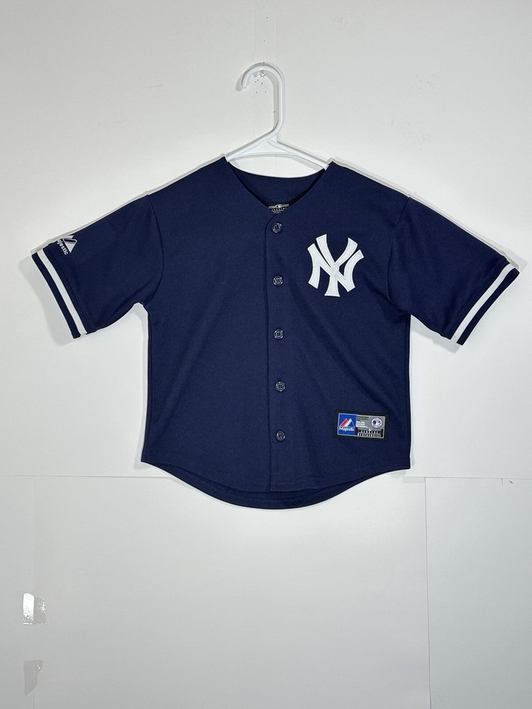 Majestic Cool Base New York Yankees Jersey Youth Kids Medium Button MLB Baseball