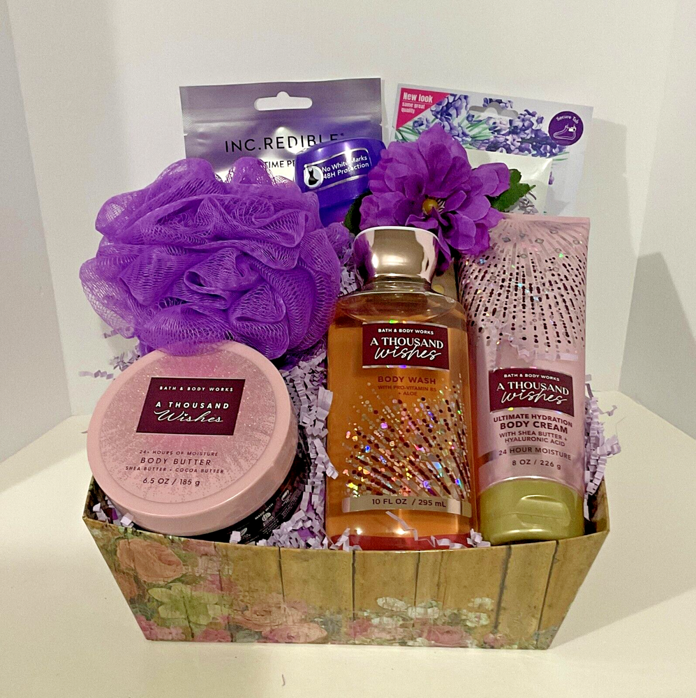 Thousand Wishes Bath & Body Works Spa Gift Basket for Women