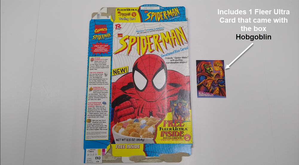 1995 Ralston Foods Spider-Man Cereal Box – Includes 1 Fleer Ultra Card