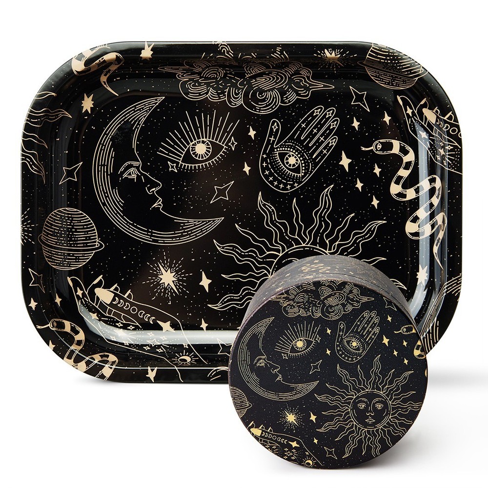 Magic Printing Rolling Tray Set with Grinder, Metal Rolling Tray Combo Kit Gift