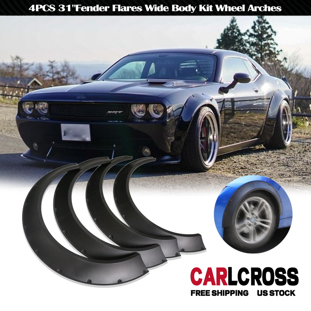 For Dodge Challenger SRT Set of 4 Fender Flares Extra Wide Body Kit Wheel Arches