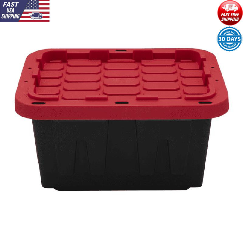 5 Gallon Stackable Snap Lid Plastic Storage Bin Organizer Tote
