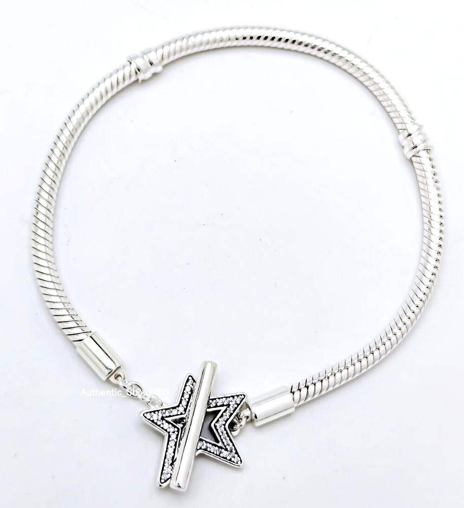 NEW Pandora 925 Asymmetric Star T-Bar Chain Bracelet for Women