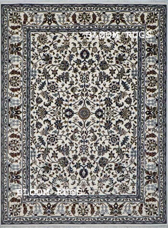 Premium Handmade Nain Ivory 8x10 ft Traditional Wool Area Rug | Customizable Rug