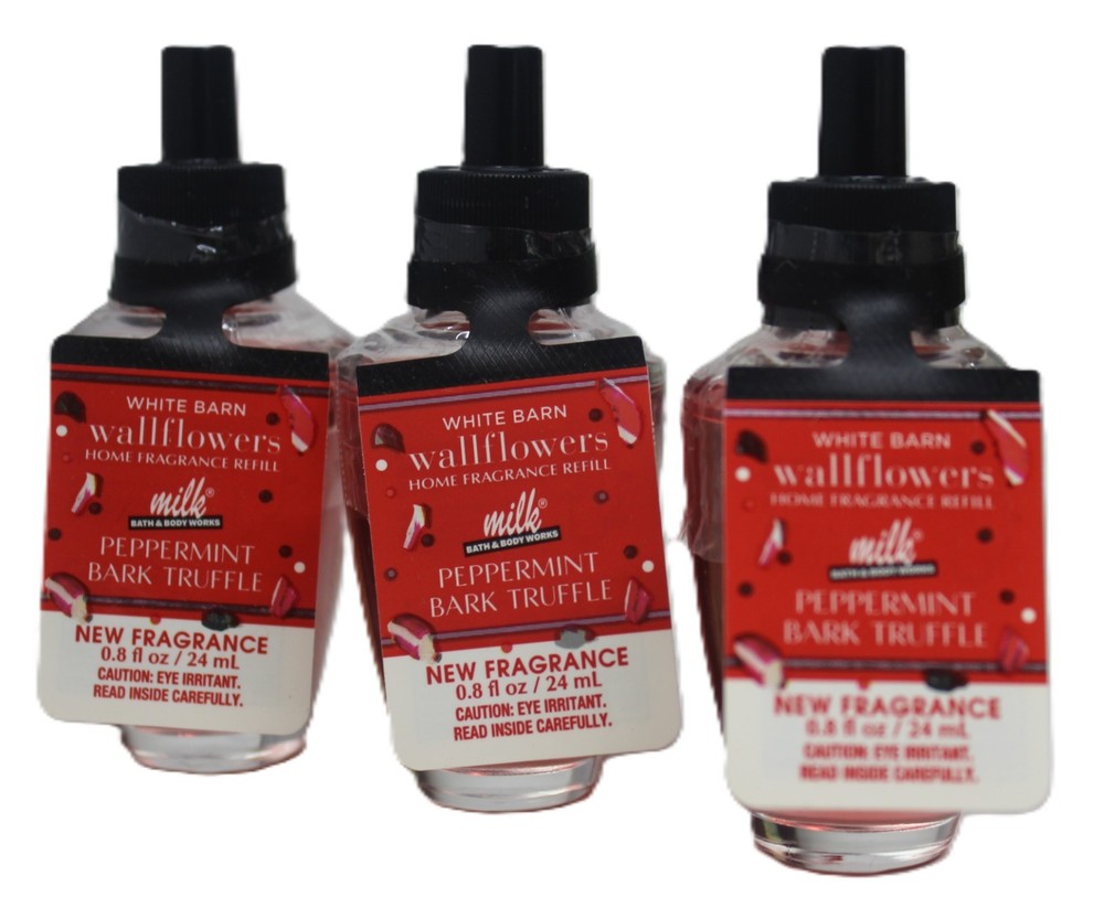 x3 Peppermint Bark Truffle Bath Body Works Wallflowers Plug Refill Bulb New Milk