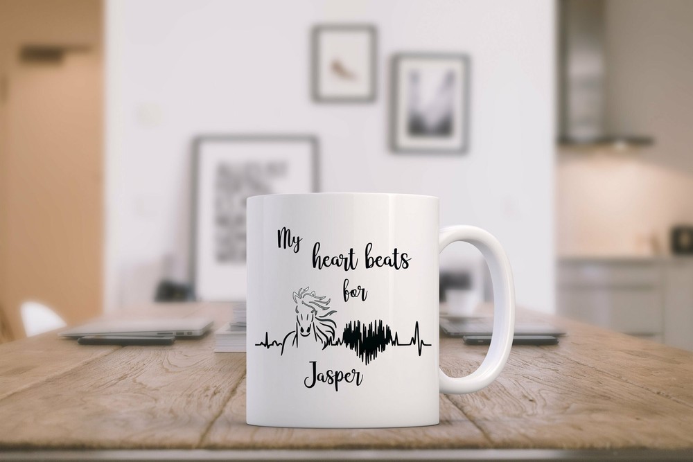 Horse Heartbeat Personalized Mug Horse Lover Mug Customizable Equestrian Mug