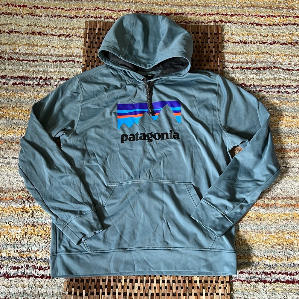 Patagonia Slope Style Pullover Hoodie Hoody Green Grey Men's Large L