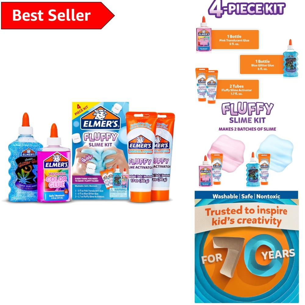 Elmers Fluffy Slime Kit with Glitter Glue - Fun Kids Craft Gift