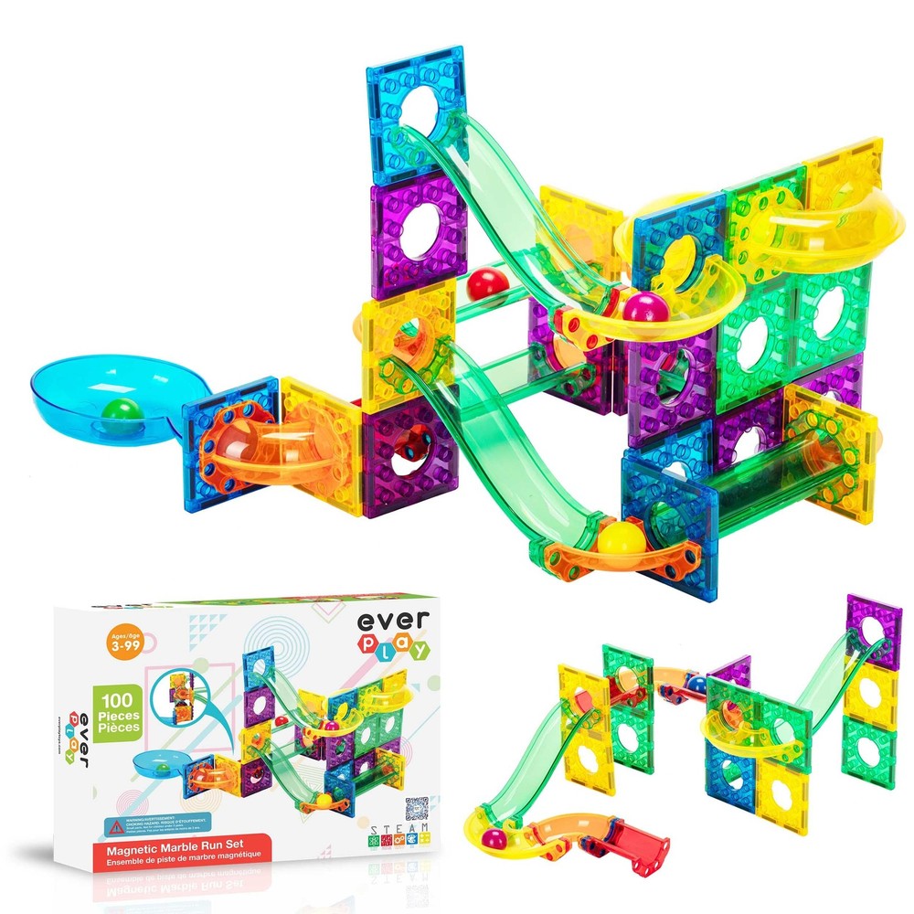 100-Piece Magnetic Marble Run Building Blocks Construction Set