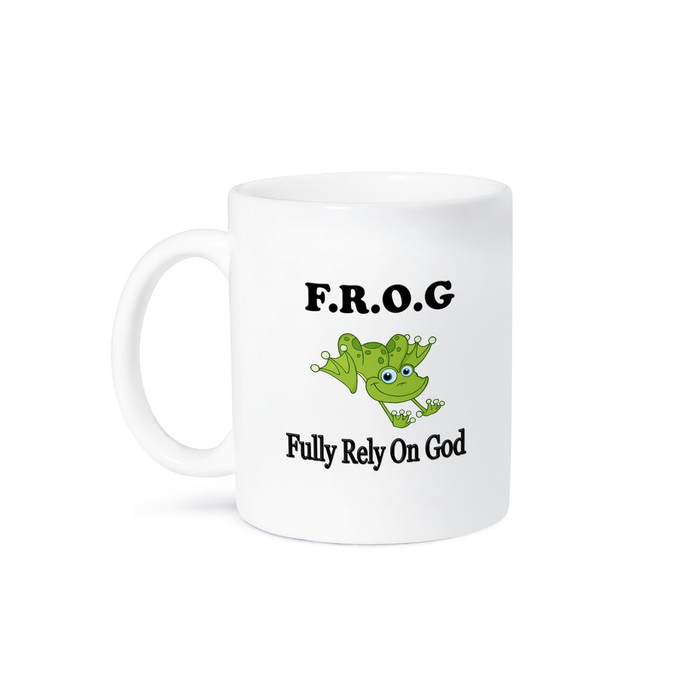 3dRose FROG Fully Rely on God Inspirational Coffee Mug