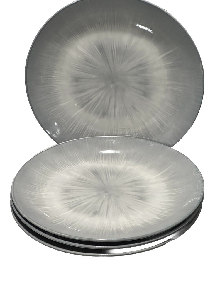 Royal Norfolk Gray Burst  Ceramic Salad  Plates 10.5 In Set Of 4