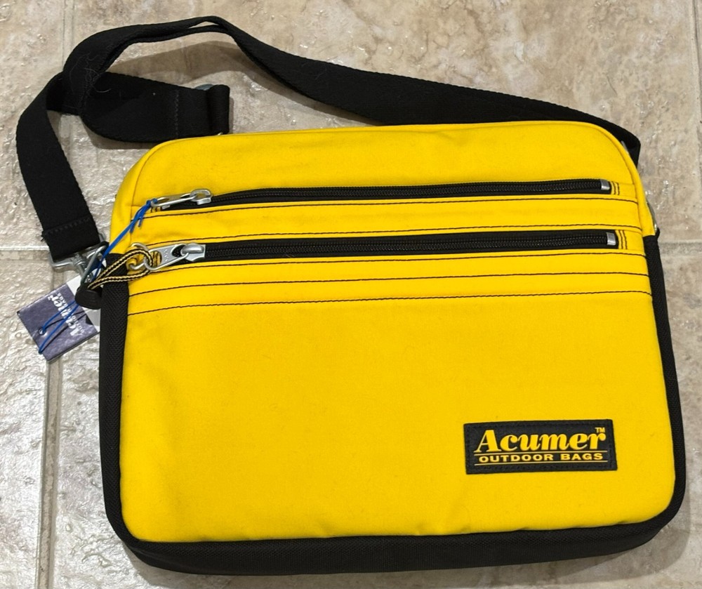 Acumer Outdoor Crossbody Messenger Laptop Bag with Adjustable Strap in Yellow - New