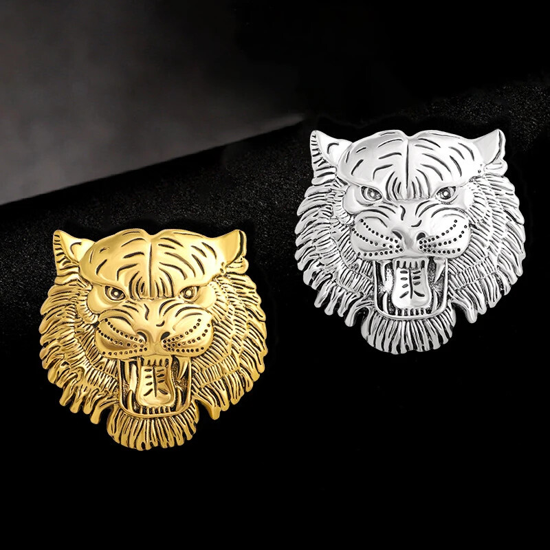 Vintage Zodiac Tiger Brooch Men's Jacket Suit Corsage Personality Animal Brooch